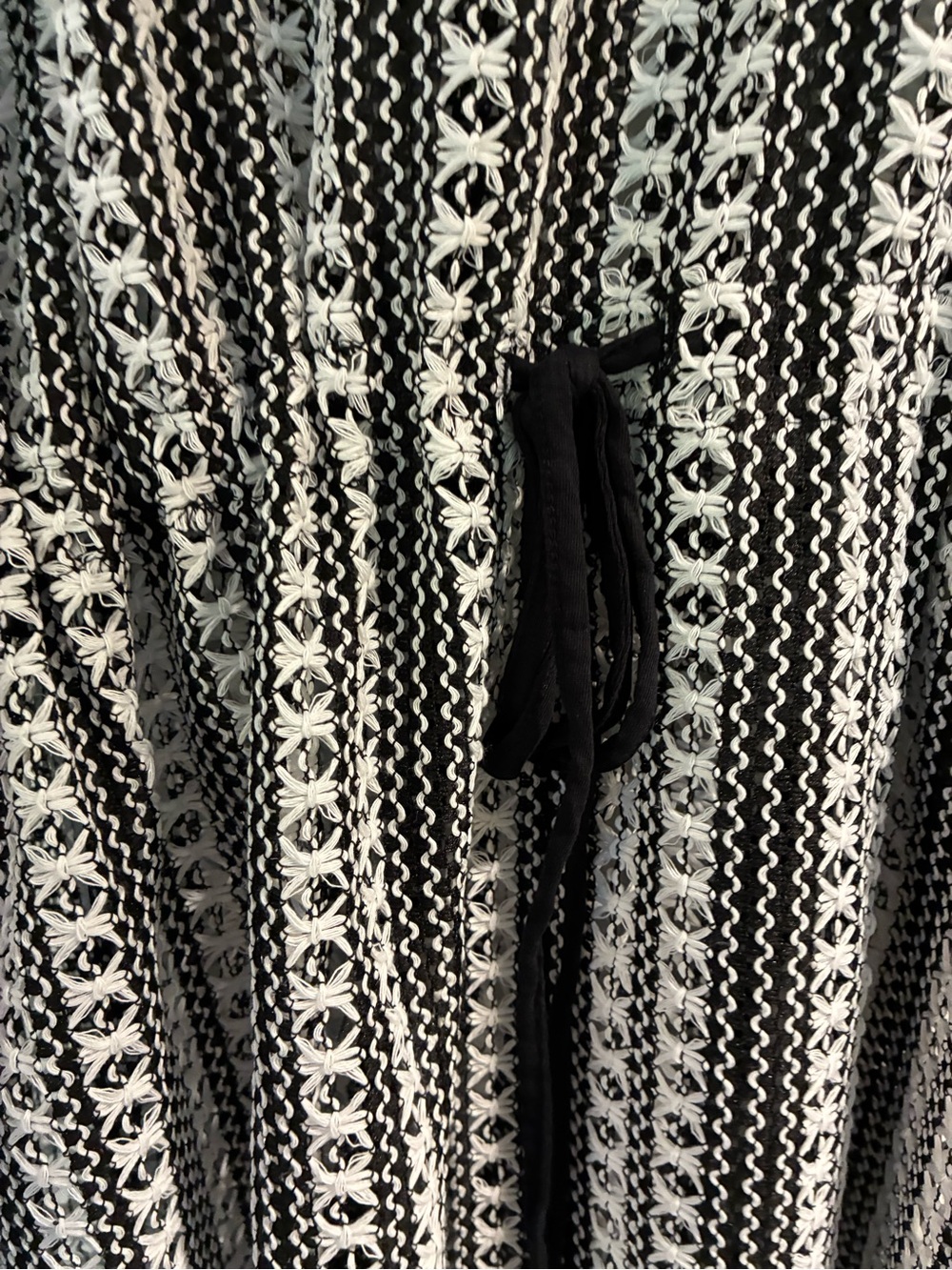Serra Black and White Striped Beach Cover-up with Tassel Tie - Picture 3 of 5